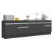 Kit Balcão de Cozinha para Pia 150cm e Balcão 120cm Veneza Multimóveis MP2286 Preto/Branco