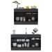 Kit Balcão de Cozinha para Pia 150cm e Balcão 120cm Veneza Multimóveis MP2286 Preto/Branco