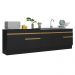 Kit Balcão de Cozinha para Pia 150cm e Balcão 120cm Veneza Multimóveis MP2286 Preto/Dourado