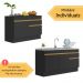 Kit Balcão de Cozinha para Pia 150cm e Balcão 120cm Veneza Multimóveis MP2286 Preto/Dourado