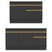 Kit Balcão de Cozinha para Pia 150cm e Balcão 120cm Veneza Multimóveis MP2286 Preto/Dourado