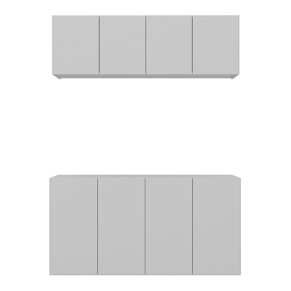 Kit Bar Armário Aéreo e Aparador 4 Portas Multimóveis MP1075 Branco