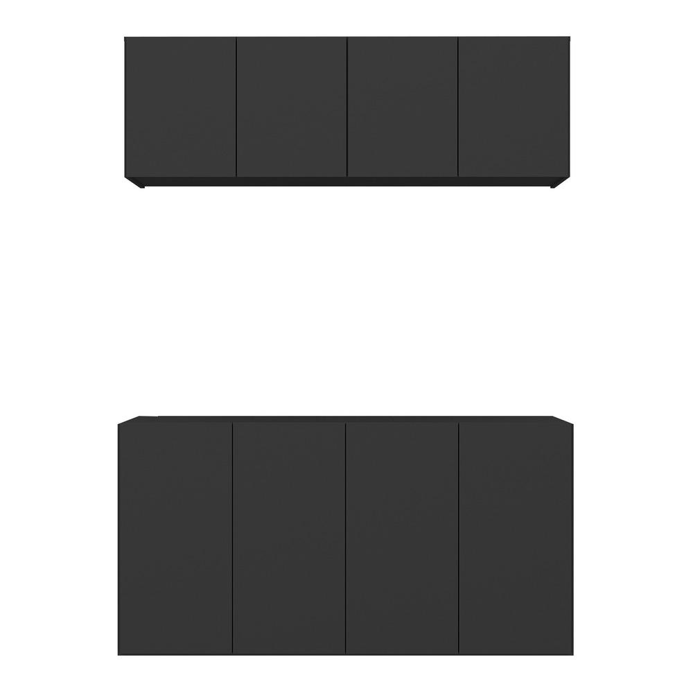 Kit Bar Armário Aéreo e Aparador 4 Portas Multimóveis MP1075 Preto