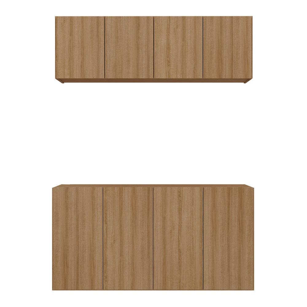 Kit Bar Armário Aéreo e Aparador 4 Portas Multimóveis MP1075 Rustic