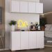 Kit Bar Armário Aéreo e Aparador 4 Portas Multimóveis MP1087 Branco/Natural
