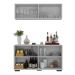 Kit Bar Armário Aéreo e Aparador 4 Portas Multimóveis MP1087 Branco/Preto