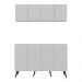 Kit Bar Armário Aéreo e Aparador 4 Portas Retrô Multimóveis MP1086 Branco/Preto