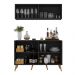Kit Bar Armário Aéreo e Aparador 4 Portas Retrô Multimóveis MP1086 Preto/Natural