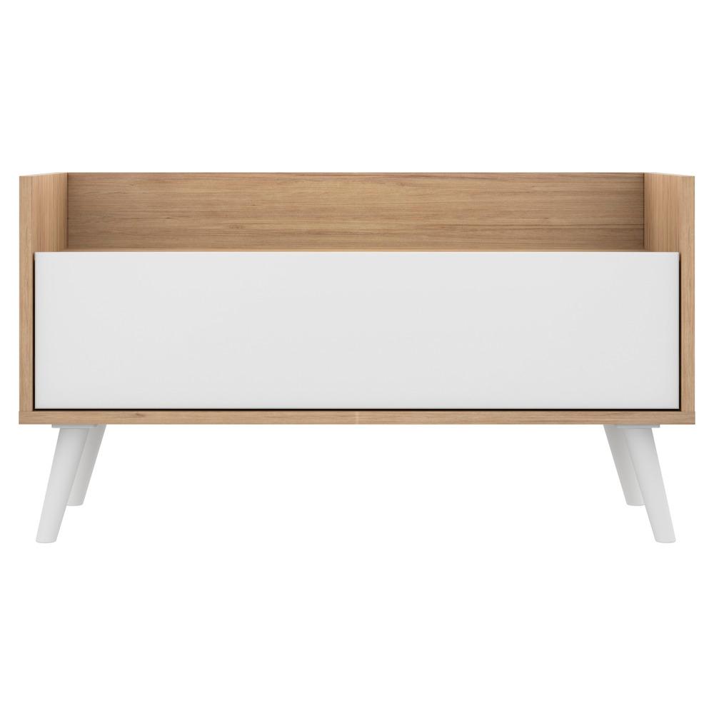 Kit c/ 2 Mesas de Cabeceira 80 cm c/ Pés Retrô Multimóveis Rustic/Branco