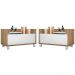 Kit c/ 2 Mesas de Cabeceira 80 cm c/ Rodízios Multimóveis Rustic/Branco