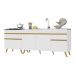 Kit com 2 Balcões de Cozinha 150cm e 70cm Veneza Multimóveis V2073 Branco/Dourado