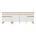 Kit com 2 Balcões de Cozinha 150cm e 70cm Veneza Multimóveis V2073 Branco/Dourado