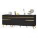 Kit com 2 Balcões de Cozinha 150cm e 70cm Veneza Multimóveis V2073 Preto/Dourado
