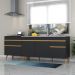 Kit com 2 Balcões de Cozinha 150cm e 70cm Veneza Multimóveis V2073 Preto/Dourado