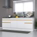 Kit com 2 Balcões de Cozinha 150cm e 70cm com Rodapé Veneza Multimóveis V2108 Branco/Dourado