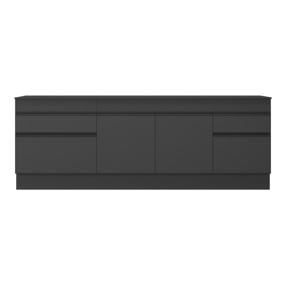 Kit com 2 Balcões de Cozinha 150cm e 70cm com Rodapé Veneza Multimóveis V2108 Preto
