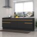 Kit com 2 Balcões de Cozinha 150cm e 70cm com Rodapé Veneza Multimóveis V2108 Preto/Dourado