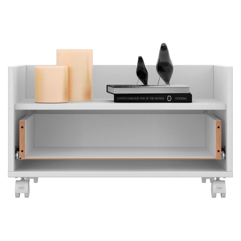 Kit com 2 Mesas de Cabeceira 60 cm com Rodízios Multimóveis FG3635 Branca