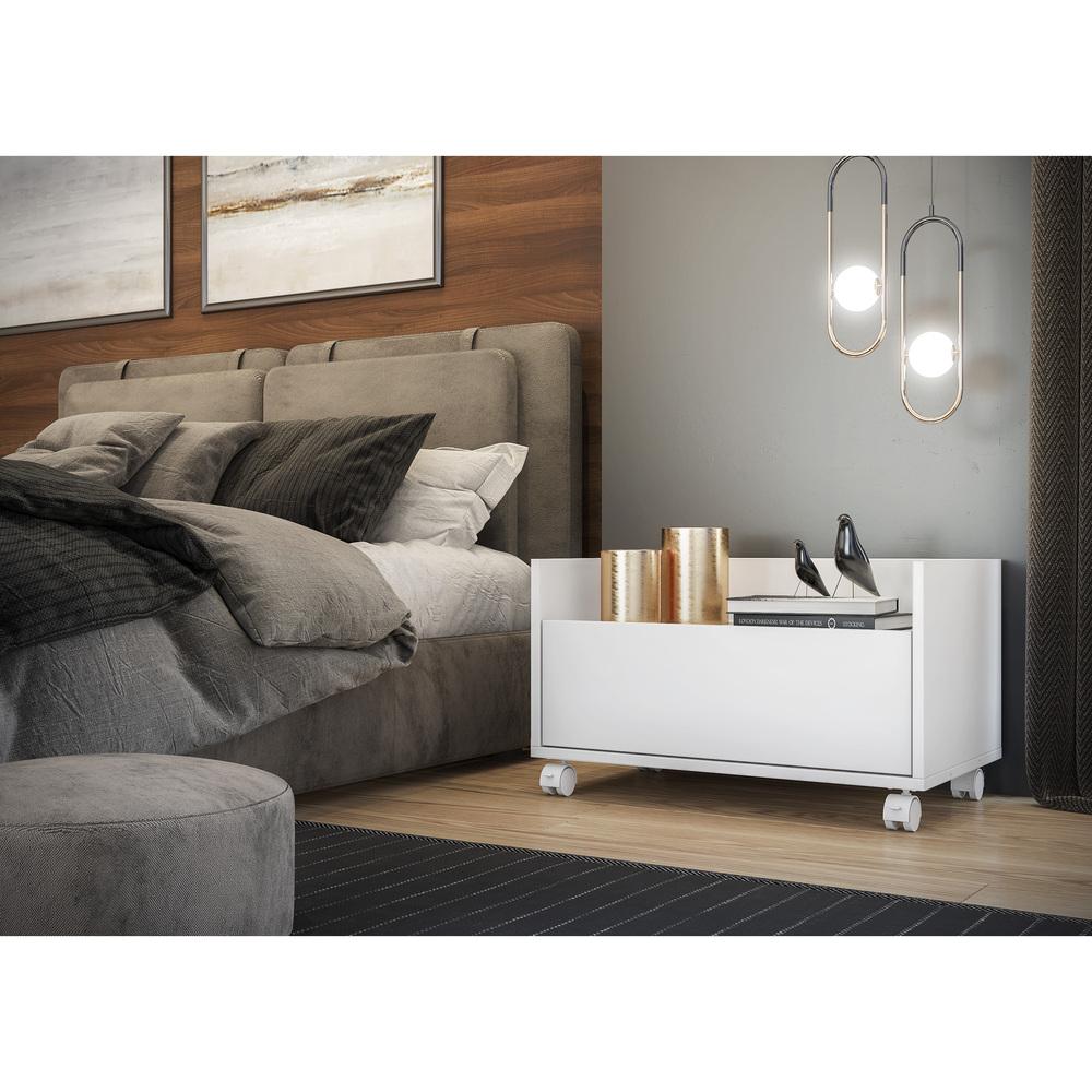 Kit com 2 Mesas de Cabeceira 60 cm com Rodízios Multimóveis FG3635 Branca