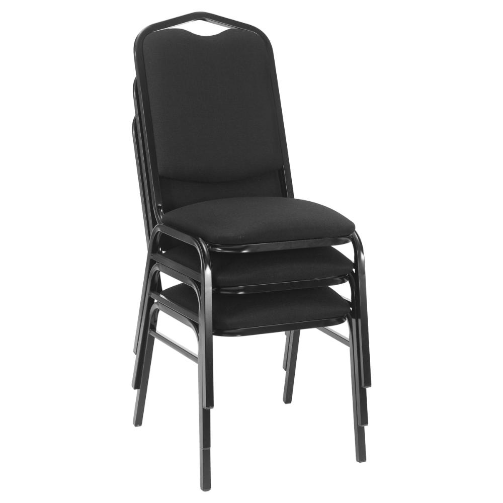 Kit com 3 Cadeiras de Auditório/Escritório Estofadas 44cm Multimóveis CR25290 Preto