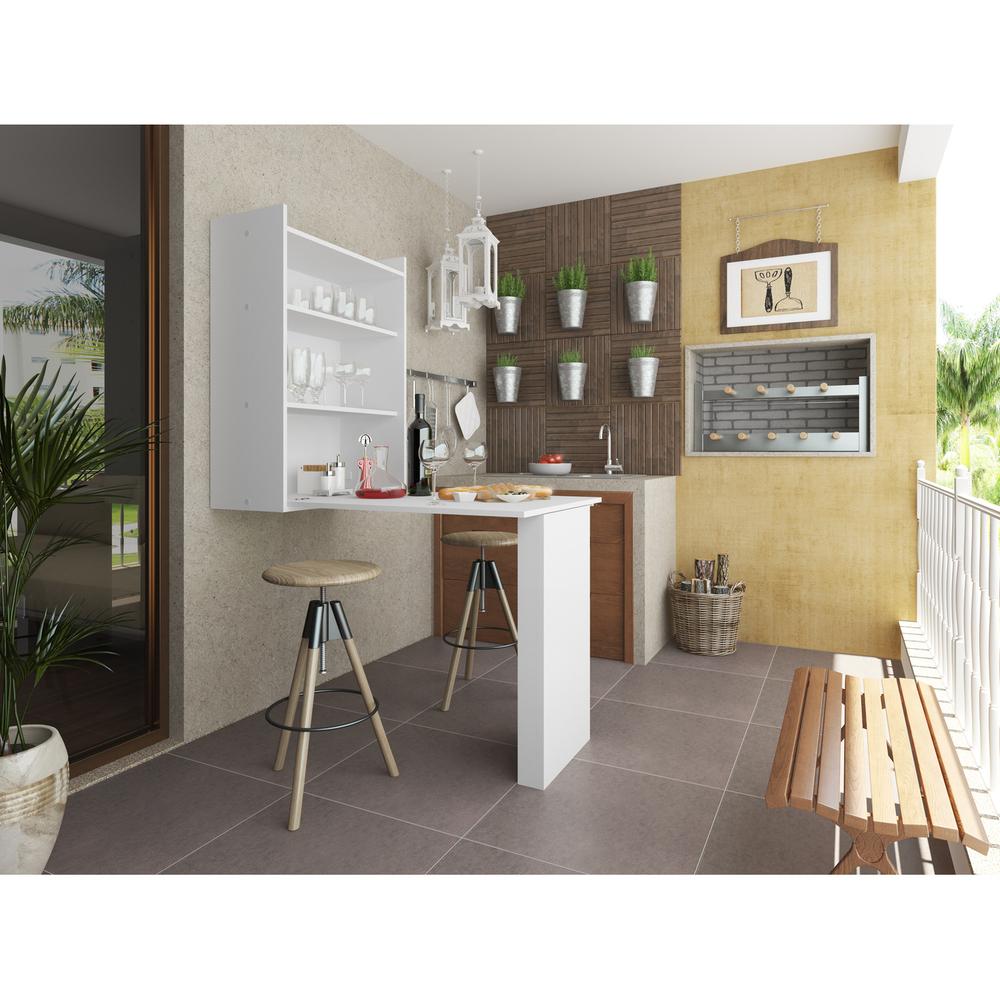 Mesa Dobrável Multimóveis Multiuso com Armário de Parede Branco REF.5131