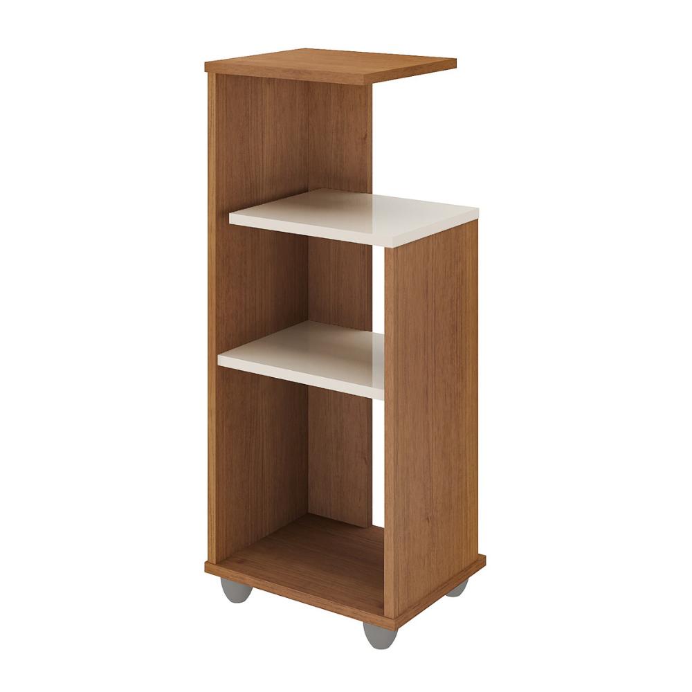 Mesa Lateral 33cm com Prateleiras Multimóveis CR45124 - Cinamomo/Off White