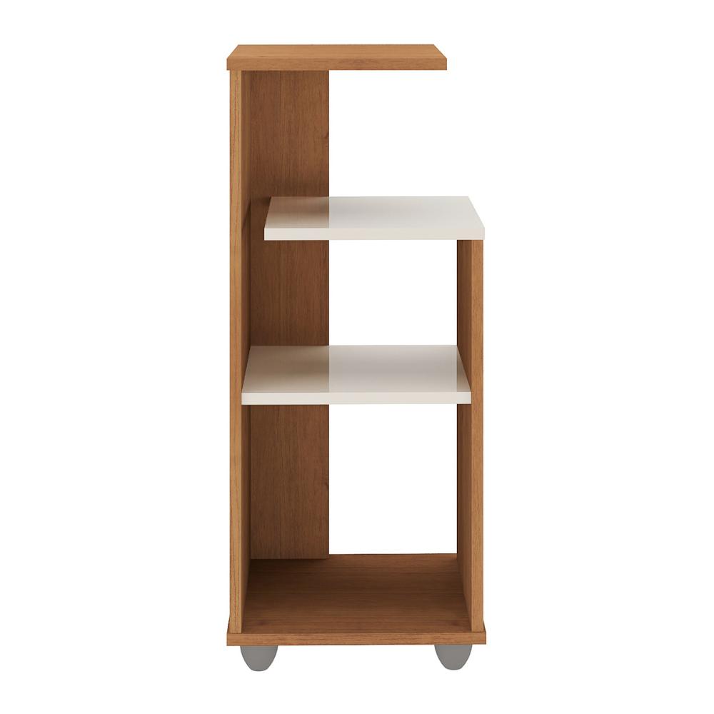 Mesa Lateral 33cm com Prateleiras Multimóveis CR45124 - Cinamomo/Off White