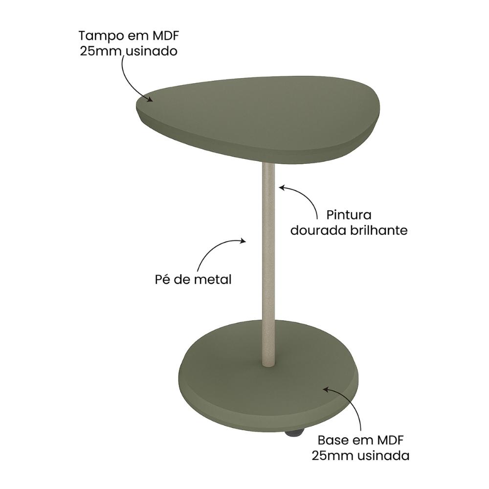 Mesa Lateral Apoio MDF 45cm Multimóveis CR45302 Menta