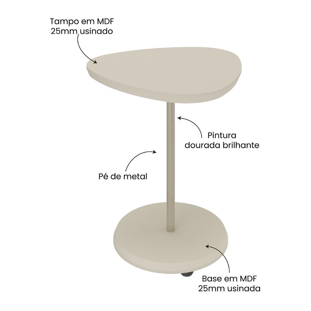 Mesa Lateral Apoio MDF 45cm Multimóveis CR45302 Off White