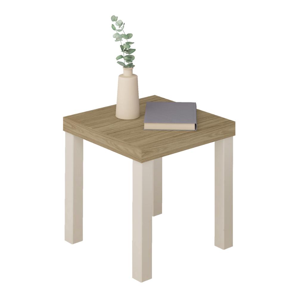 Mesa Lateral Apoio Quadrada 45cm com Pés Multimóveis CR45303 Carvalho/Off White