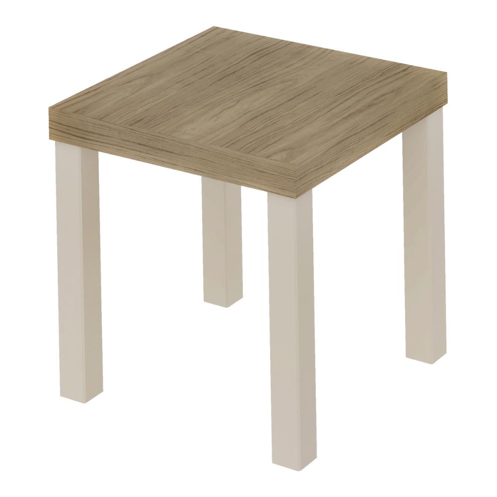 Mesa Lateral Apoio Quadrada 45cm com Pés Multimóveis CR45303 Carvalho/Off White