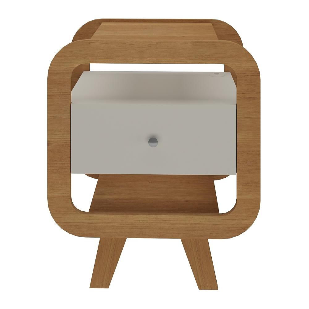 Mesa Lateral com 1 Gaveta e Portas USB Multimóveis CR45304 Cinamomo/Off White
