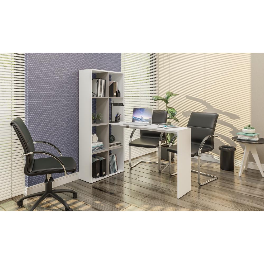 Mesa Office com estante lateral Multimóveis Branco/Lacca Fume 