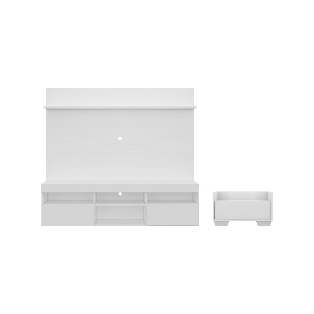 Mesa de Cabeceira 1 Gaveta com Rack com Painel para TV Até 65 Polegadas Multimóveis MP4366 Branco