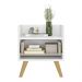 Mesa de Cabeceira 40 cm com Pés Retrô Multimóveis MP4041 Branca/Natural