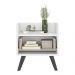 Mesa de Cabeceira 40 cm com Pés Retrô Multimóveis MP4041 Branca/Preta