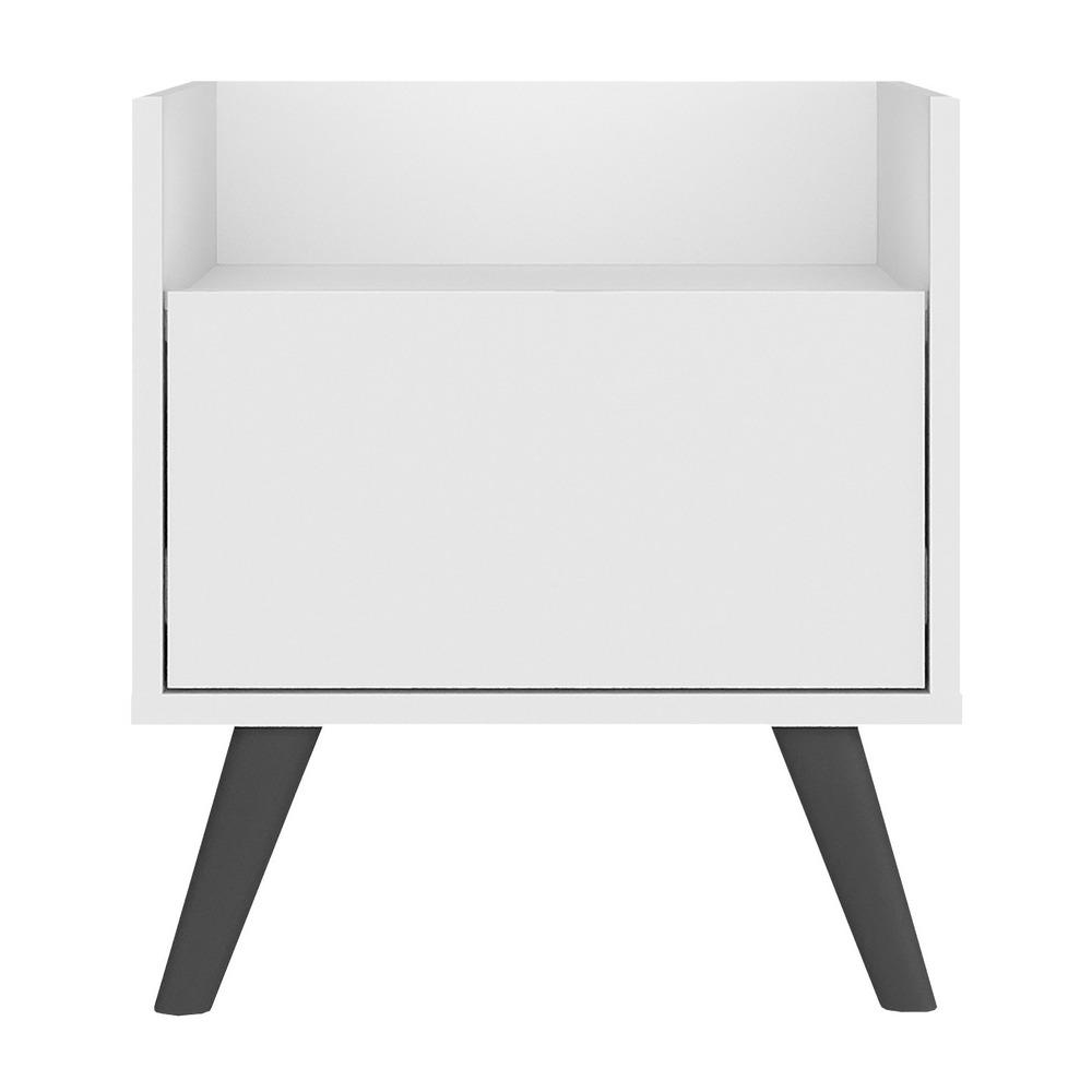 Mesa de Cabeceira 40 cm com Pés Retrô Multimóveis MP4041 Branca/Preta