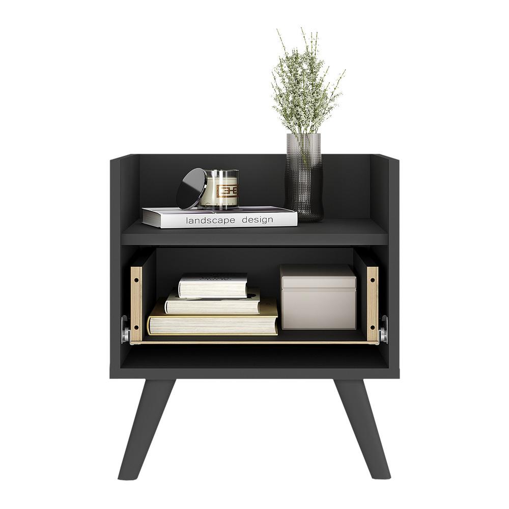Mesa de Cabeceira 40 cm com Pés Retrô Multimóveis MP4041 Preta