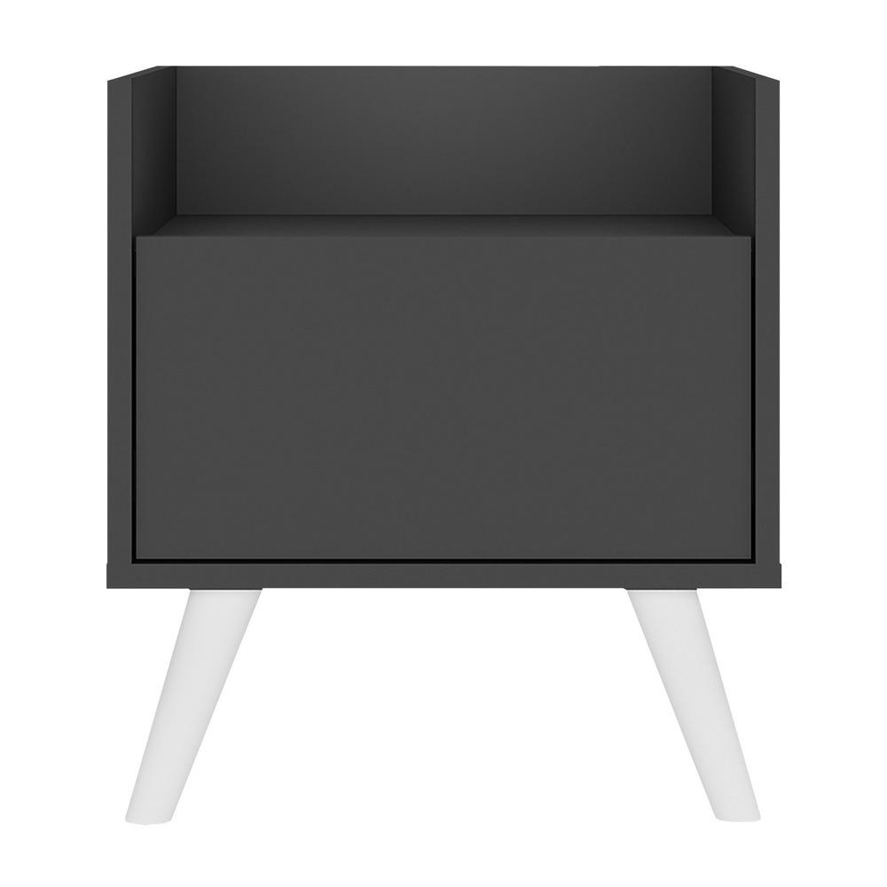 Mesa de Cabeceira 40 cm com Pés Retrô Multimóveis MP4041 Preta/Branca