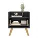 Mesa de Cabeceira 40 cm com Pés Retrô Multimóveis MP4041 Preta/Natural