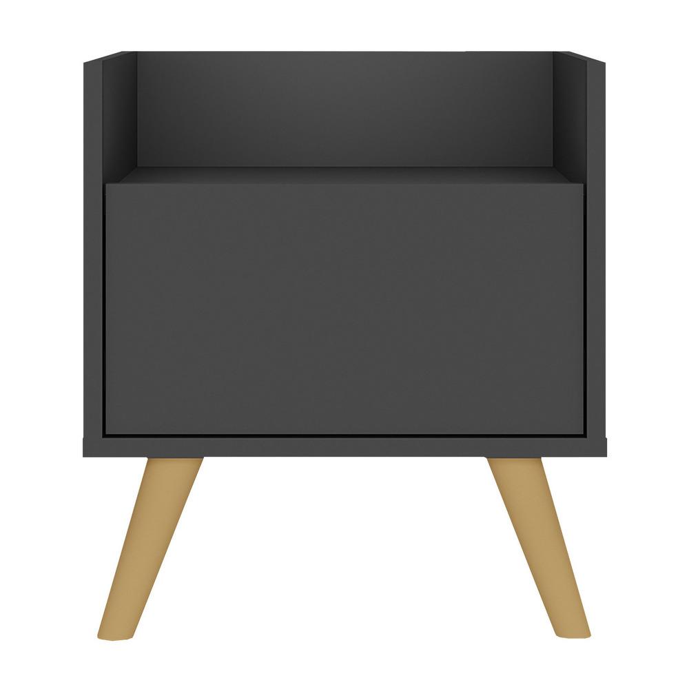 Mesa de Cabeceira 40 cm com Pés Retrô Multimóveis MP4041 Preta/Natural