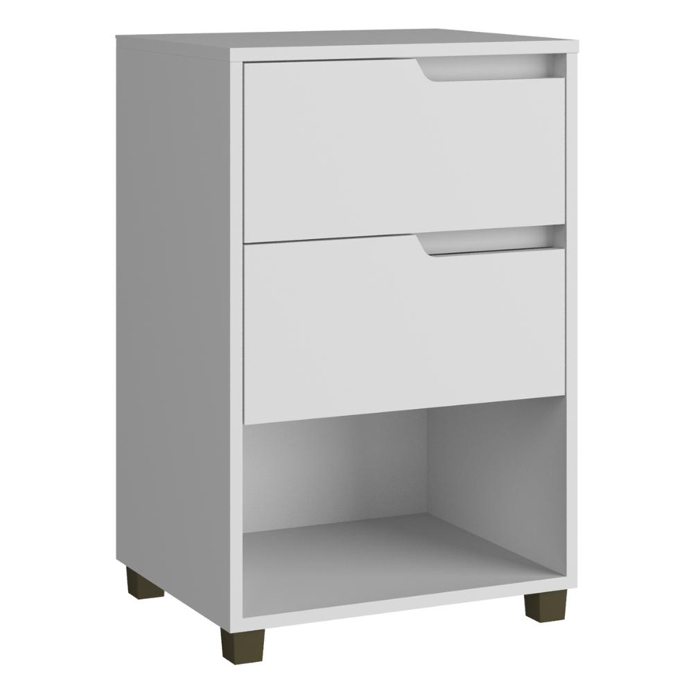 Mesa de Cabeceira 45cm com 2 Gavetas Multimóveis CR35244 Branco