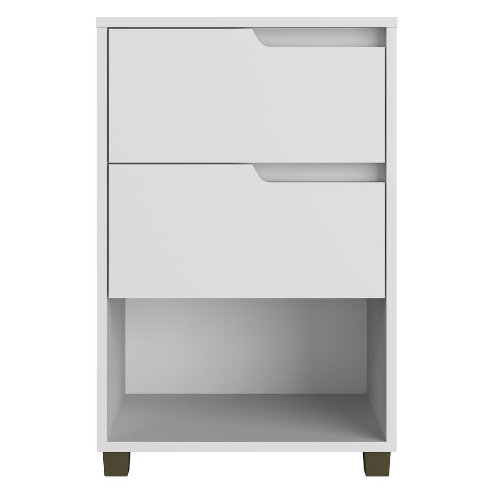 Mesa de Cabeceira 45cm com 2 Gavetas Multimóveis CR35244 Branco