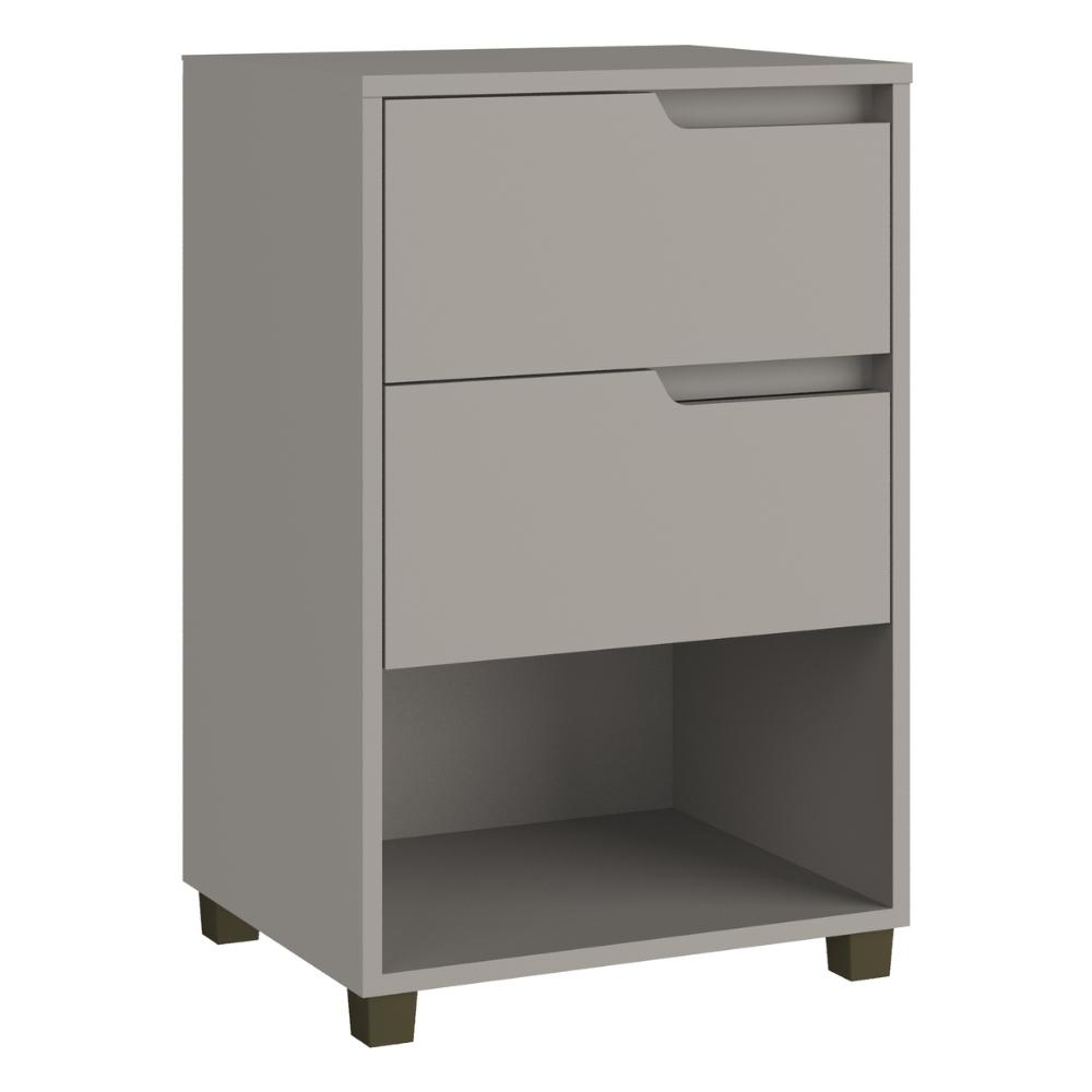 Mesa de Cabeceira 45cm com 2 Gavetas Multimóveis CR35244 Cinza
