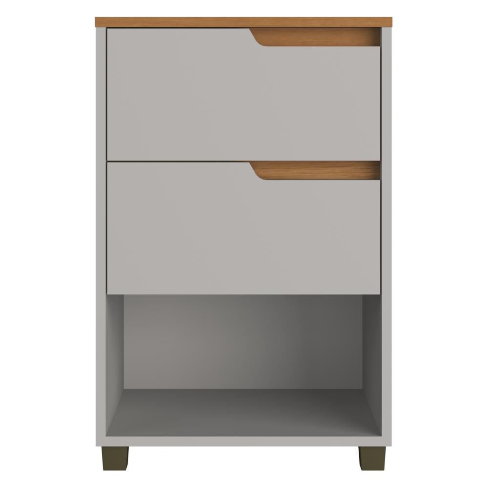 Mesa de Cabeceira 45cm com 2 Gavetas Multimóveis CR35244 Cinza/Nature