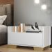 Mesa de Cabeceira 60 cm c/ Pés Quadrados Multimóveis Branca/Natural