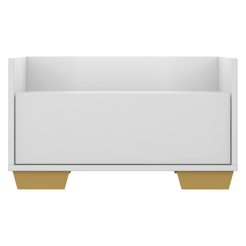 Mesa de Cabeceira 60 cm c/ Pés Quadrados Multimóveis Branca/Natural