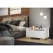 Mesa de Cabeceira 60 cm c/ Pés Quadrados Multimóveis Branca/Natural