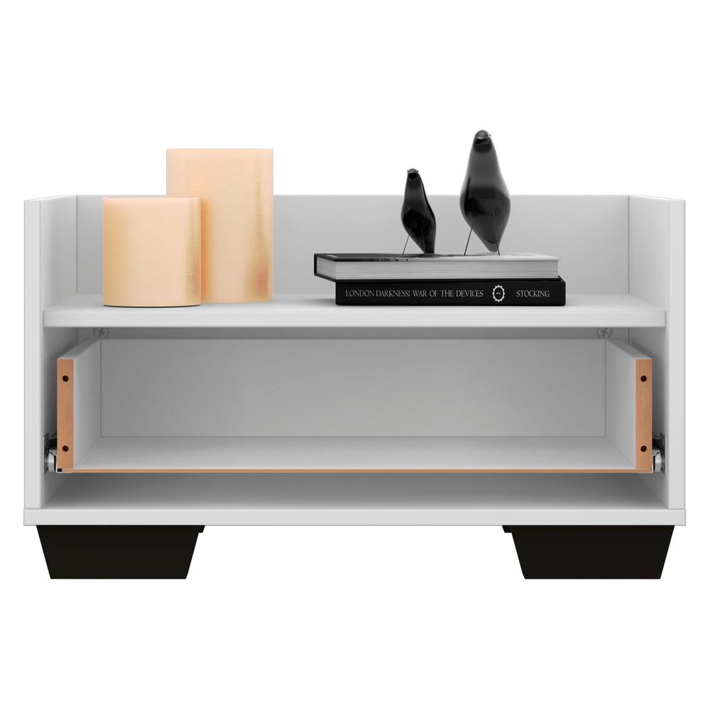 Mesa de Cabeceira 60 cm c/ Pés Quadrados Multimóveis Branca/Preta
