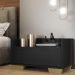 Mesa de Cabeceira 60 cm c/ Pés Quadrados Multimóveis Preta/Natural